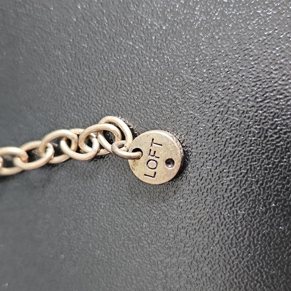 Ann Taylor Loft statement necklace clear crystal and pearls antique gold finish - Picture 6 of 8